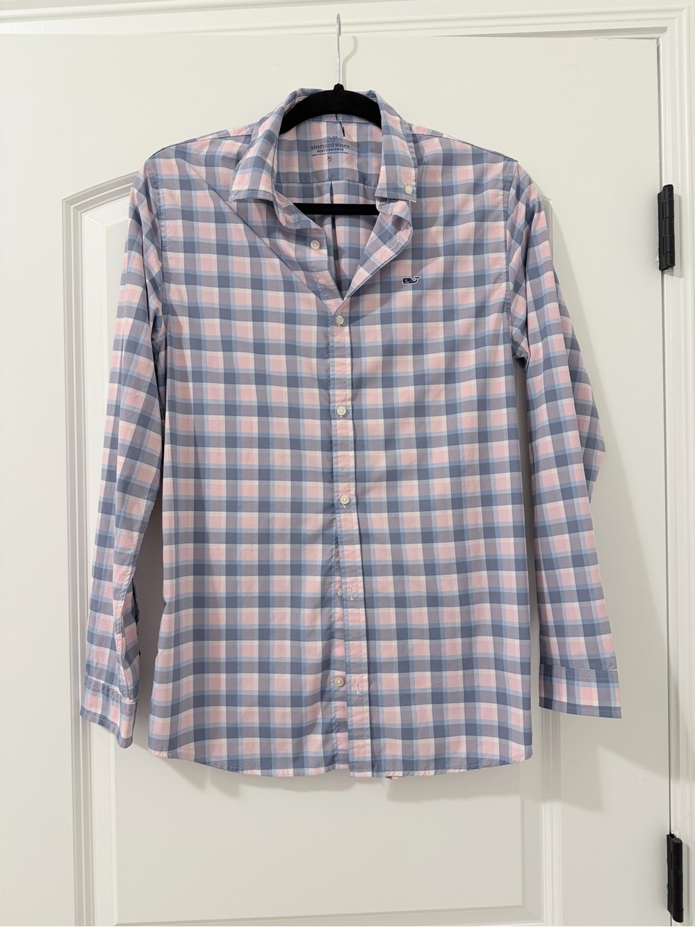 Boys Vineyard Vines Pink & Light Blue Plaid Button-Down Shirt Size XL